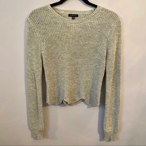 DYNAMITE grey knit sweater with scallop detail